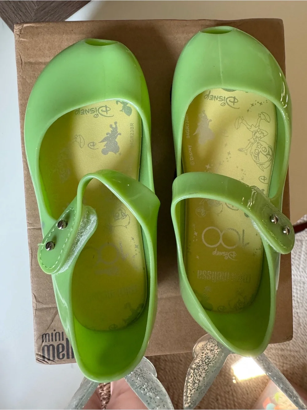 Mini Melissa Disney Tinker bell  Mary Jane Jelly Shoes with Glitter Wings